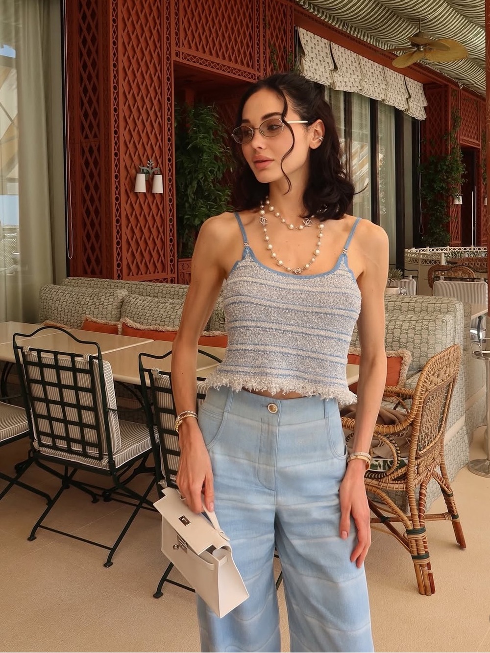 Chanel Light Blue Wave-Pattern Jeans - Picture 3 of 5
